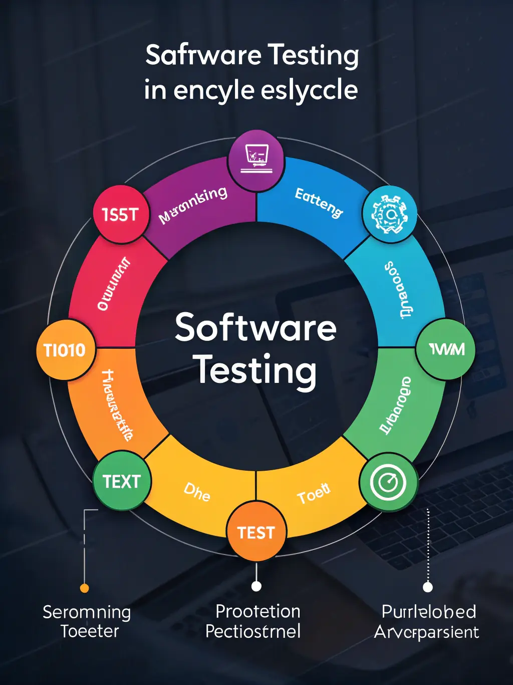 An illustration of a software development lifecycle, showing the various stages from planning to deployment, used in the software development module of the Tech Skills Training Program.